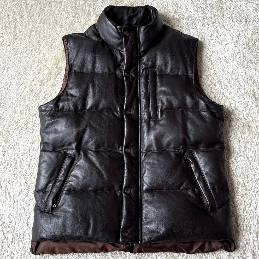 GREEN LABEL RELAXING ダウンベスト 羊革　レザー　希少　L