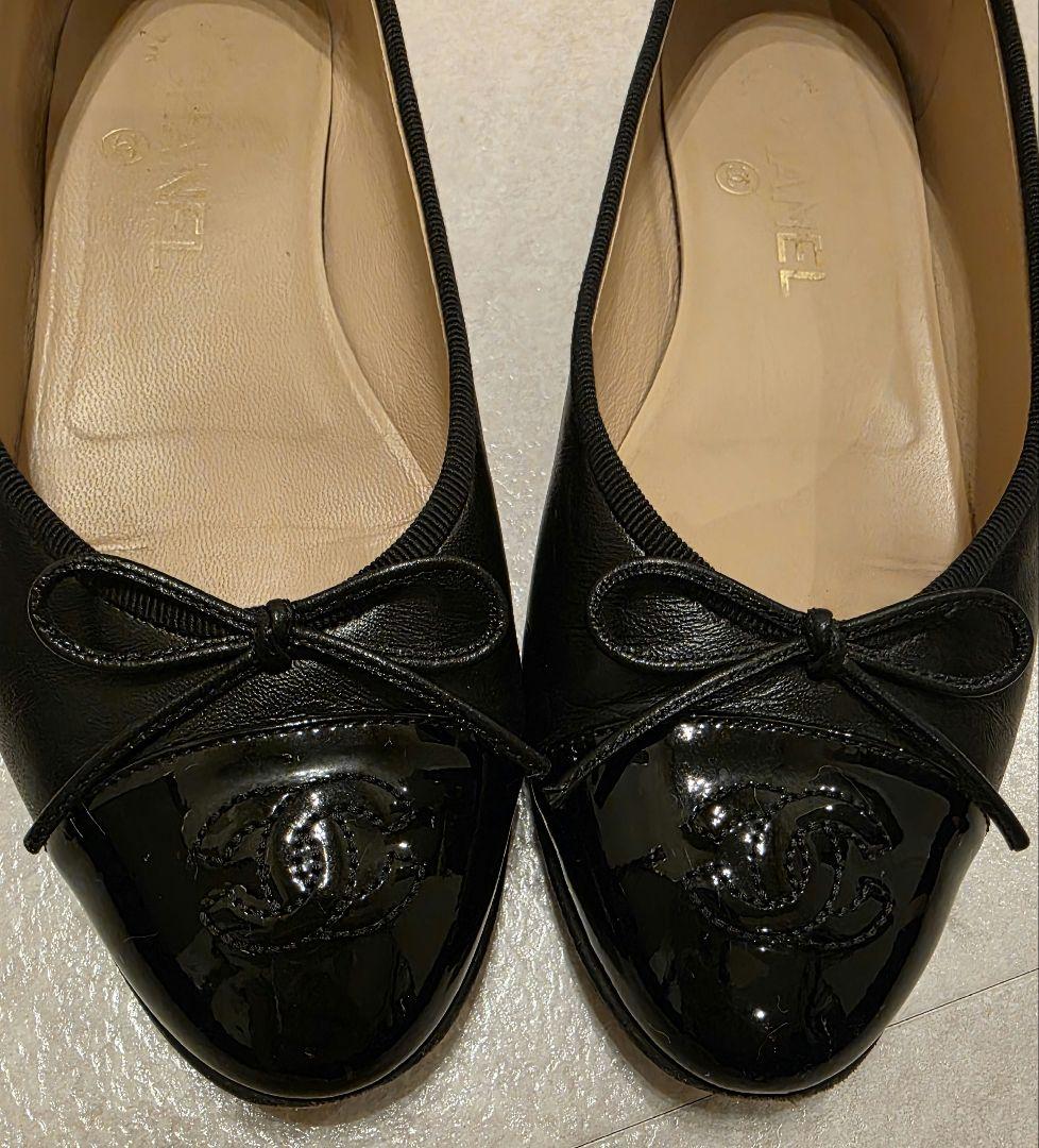 【美品】CHANEL シャネル バレリーナ フラットシューズ 36½ブラック