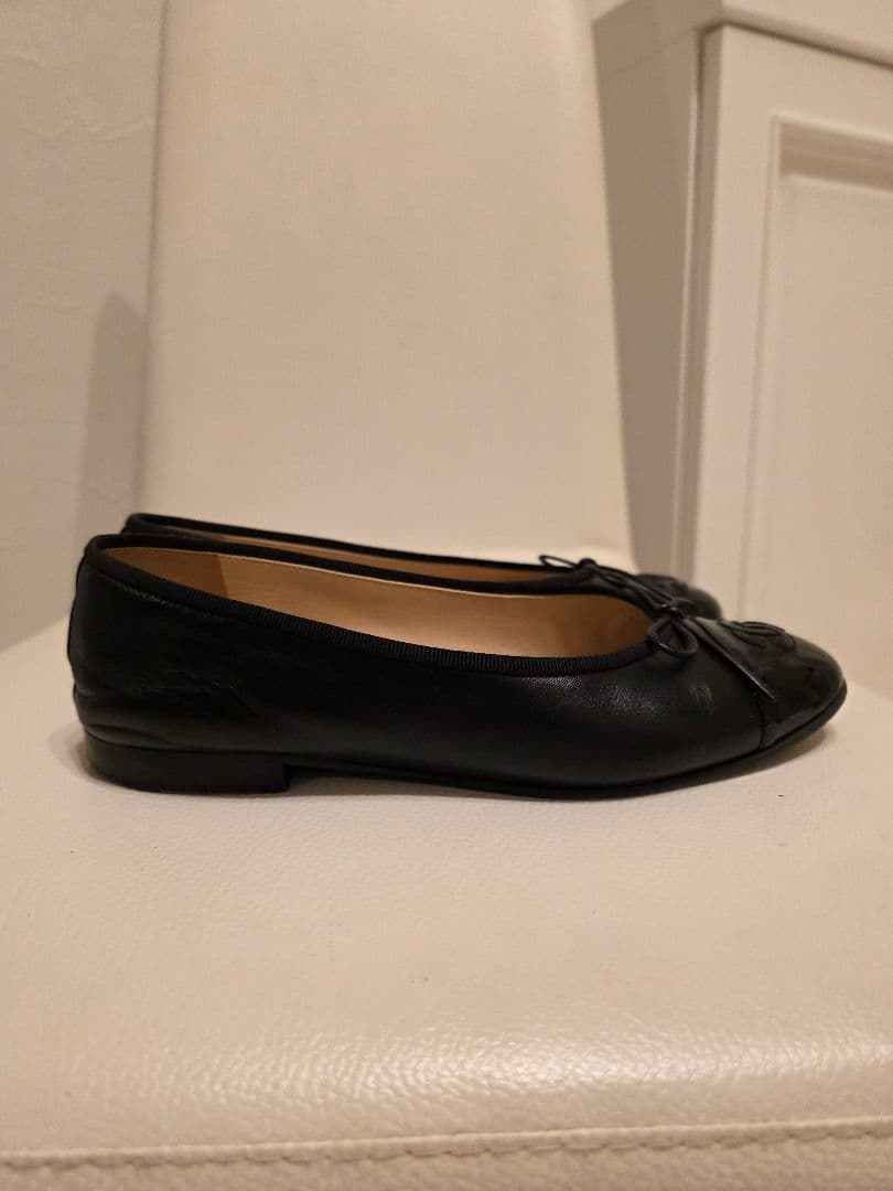 【美品】CHANEL シャネル バレリーナ フラットシューズ 36½ブラック