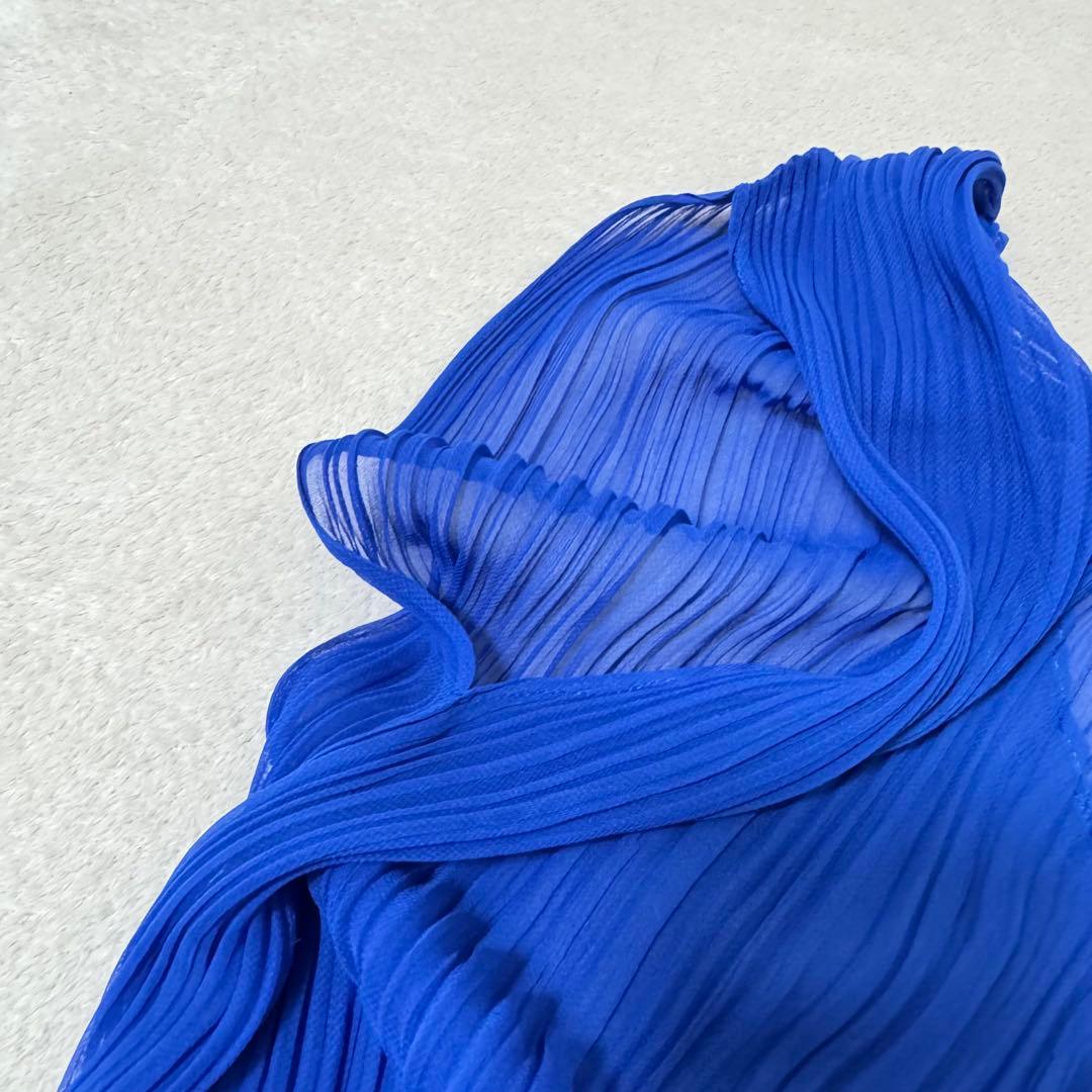 極美品✨ISSEY MIYAKE プリーツ　変形　チュニック　ブルー　Mサイズ