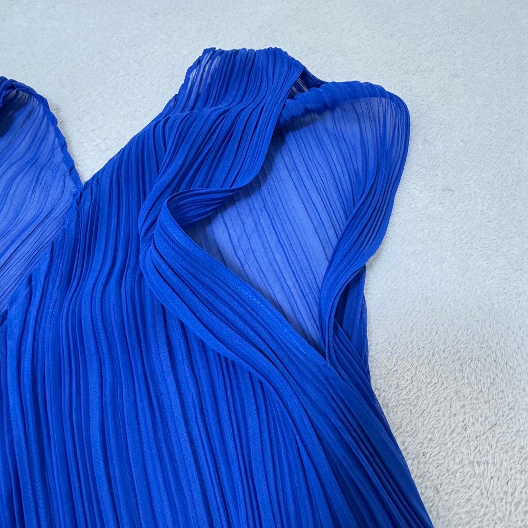 極美品✨ISSEY MIYAKE プリーツ　変形　チュニック　ブルー　Mサイズ