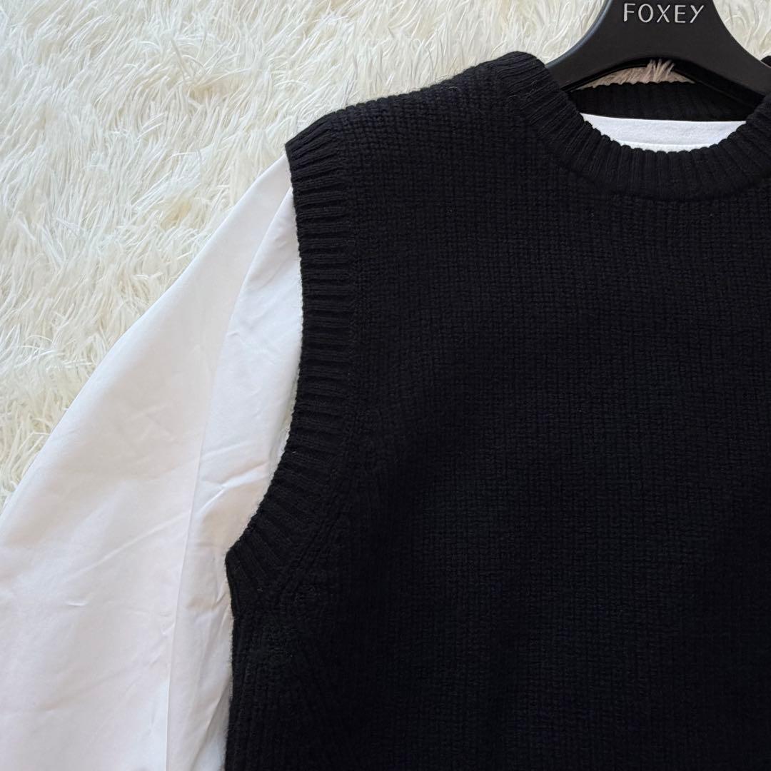 美品　ブルーレーベルクレストブリッジ　ブラウス付きニットベスト　ブラック