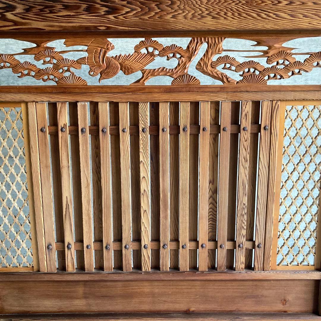 衝立 仕切り パーテーション 木製 彫刻 透かし彫 格子 松 和風 大型 レトロ