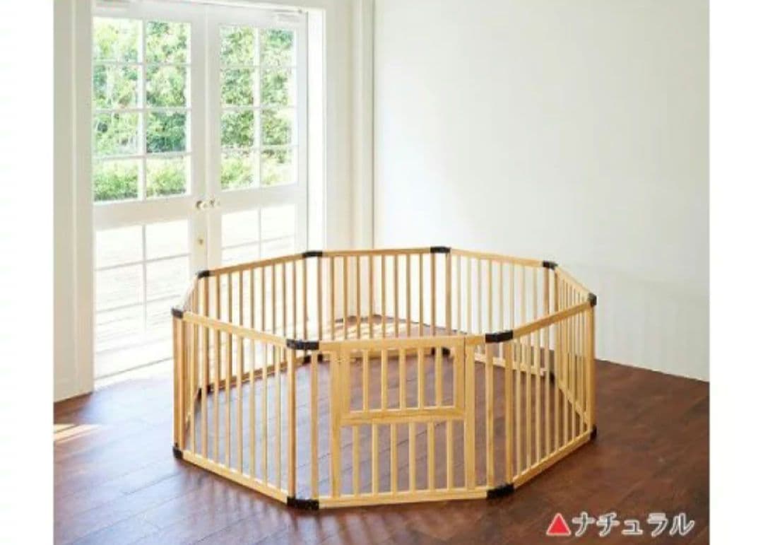 【日本育児】木製ベビーサークル 8枚セット※角度自在。補助スタンド8個付