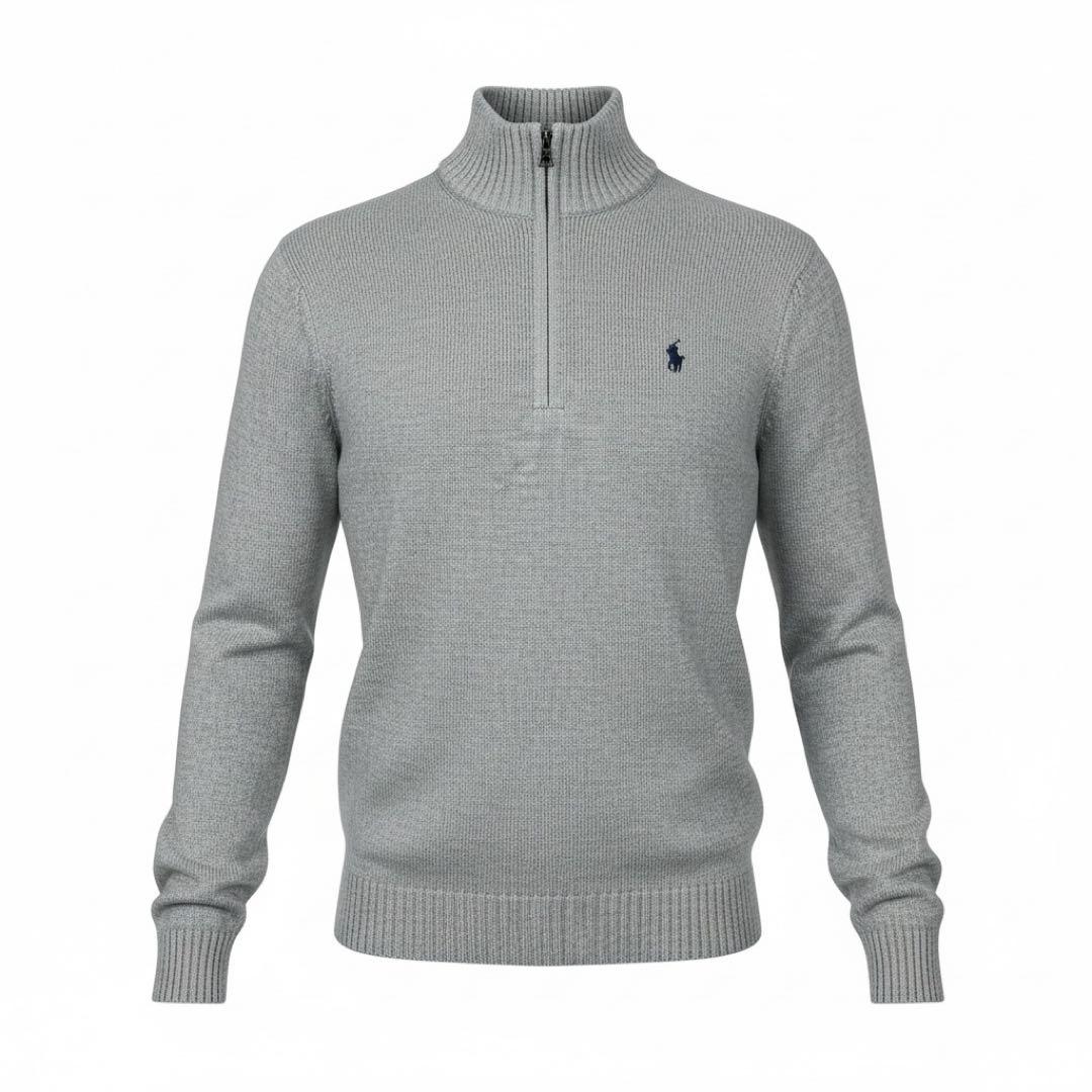 新品タグ付き　ポロラルフローレン　コットンハーフジップセーター グレーL