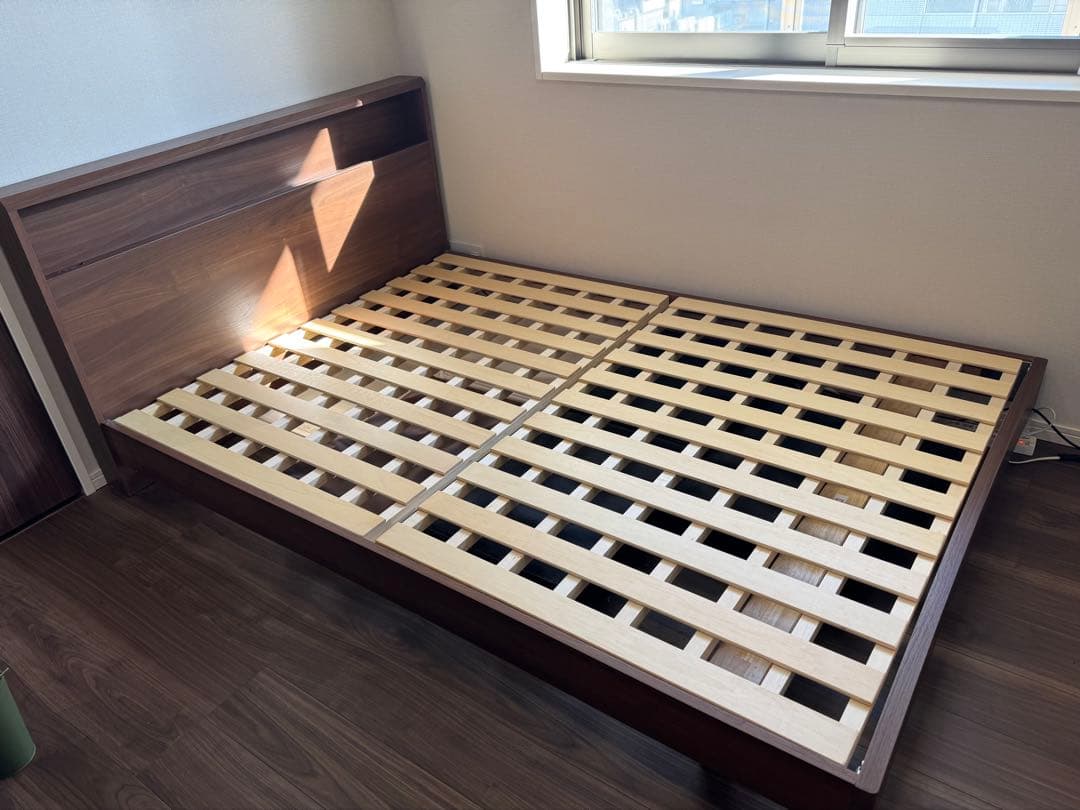 フランスベッド ダブルベッドフレーム LEDライト、コンセント付き【たのメル便】