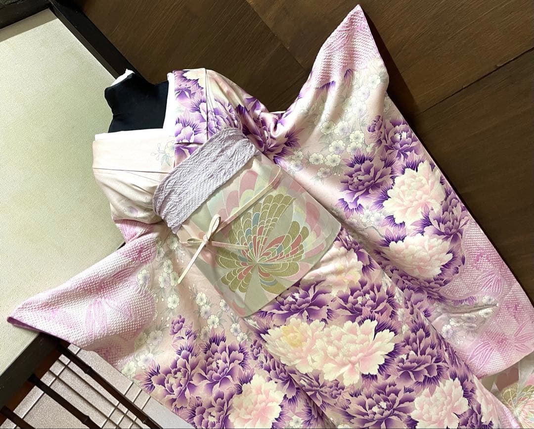 振袖フルセット6点サイズM〜Ｌ絞り花文　正絹売り切り終了