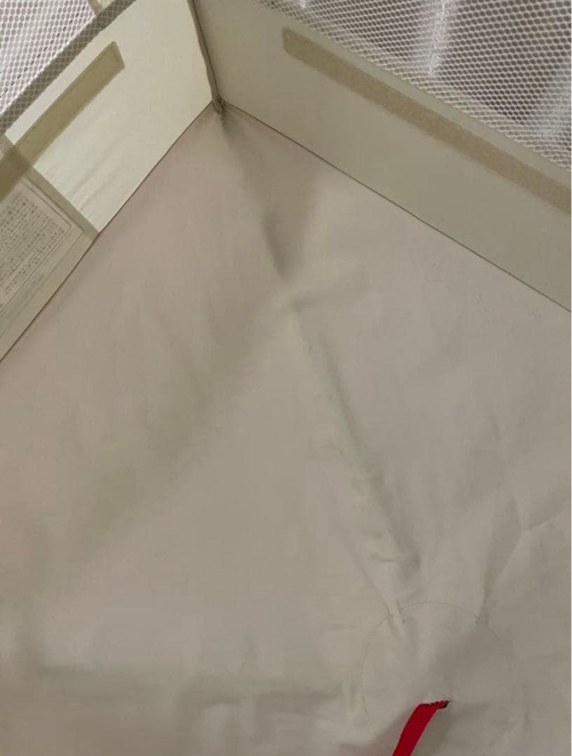 ベージュ メッシュ ベビーベッド 折りたたみ式