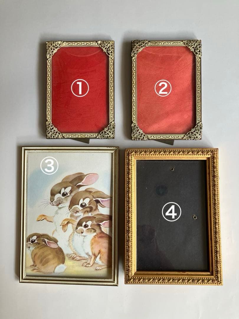 北欧ヴィンテージ　フォトフレーム４点セット　湾曲ガラス　凸ガラス　デンマーク