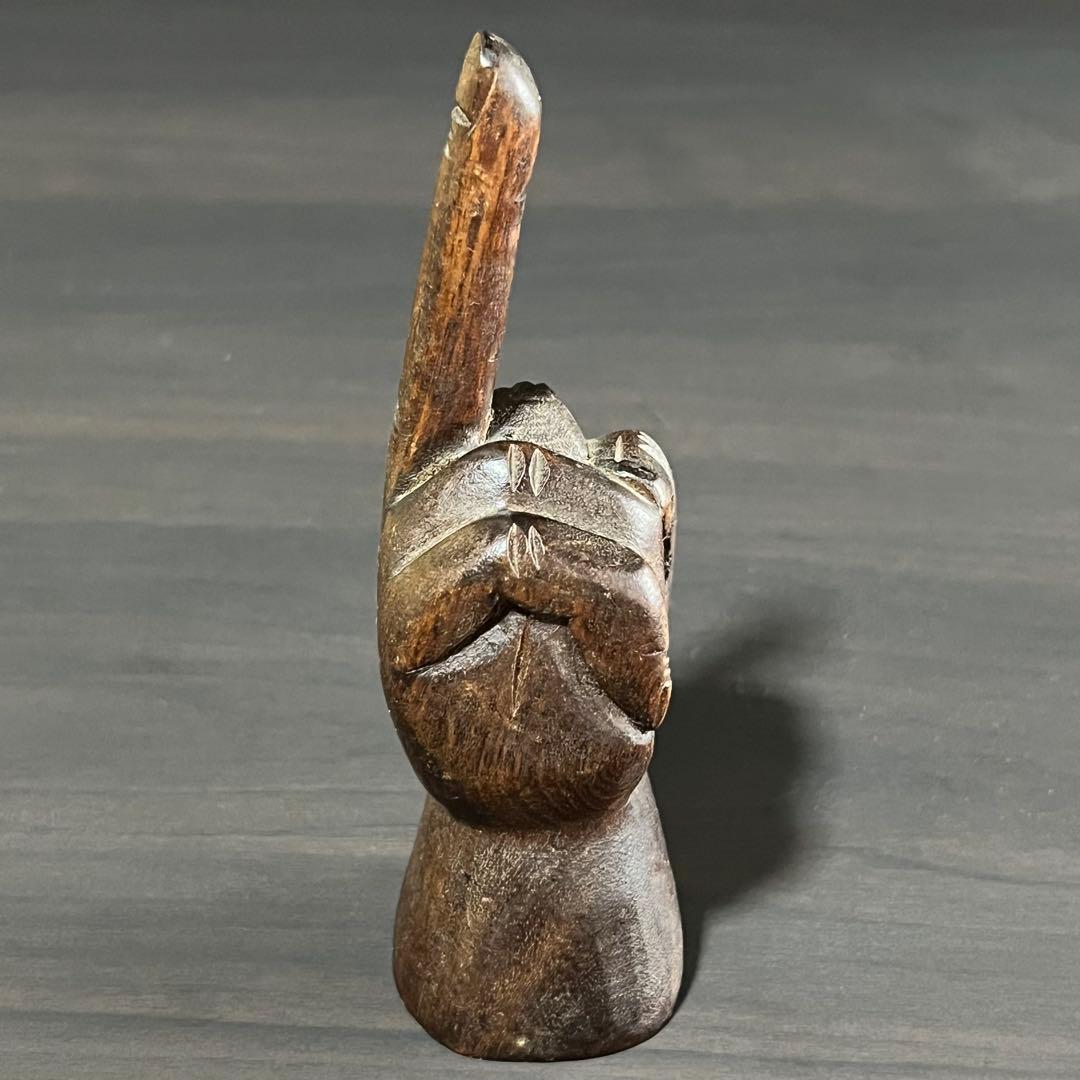 70s ビンテージ FUCK YOU ファックユー ハンド 手 置物 木製 反戦