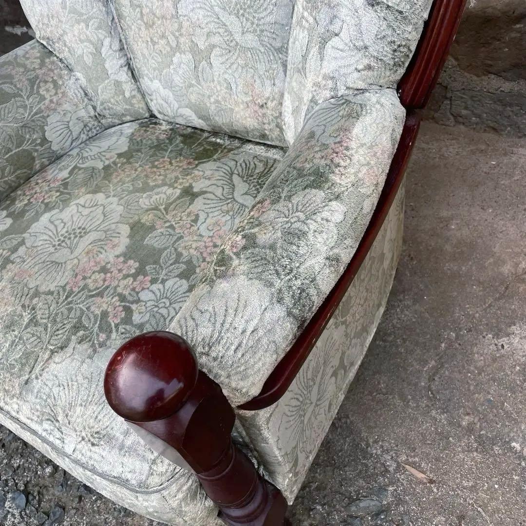 ③ カリモク 1人掛けソファ シングルソファ 花柄　金華山　アンティーク