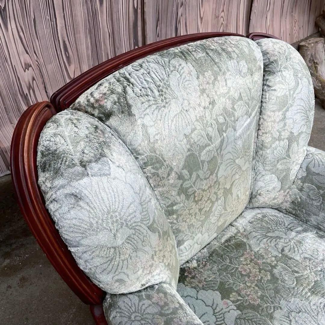 ③ カリモク 1人掛けソファ シングルソファ 花柄　金華山　アンティーク