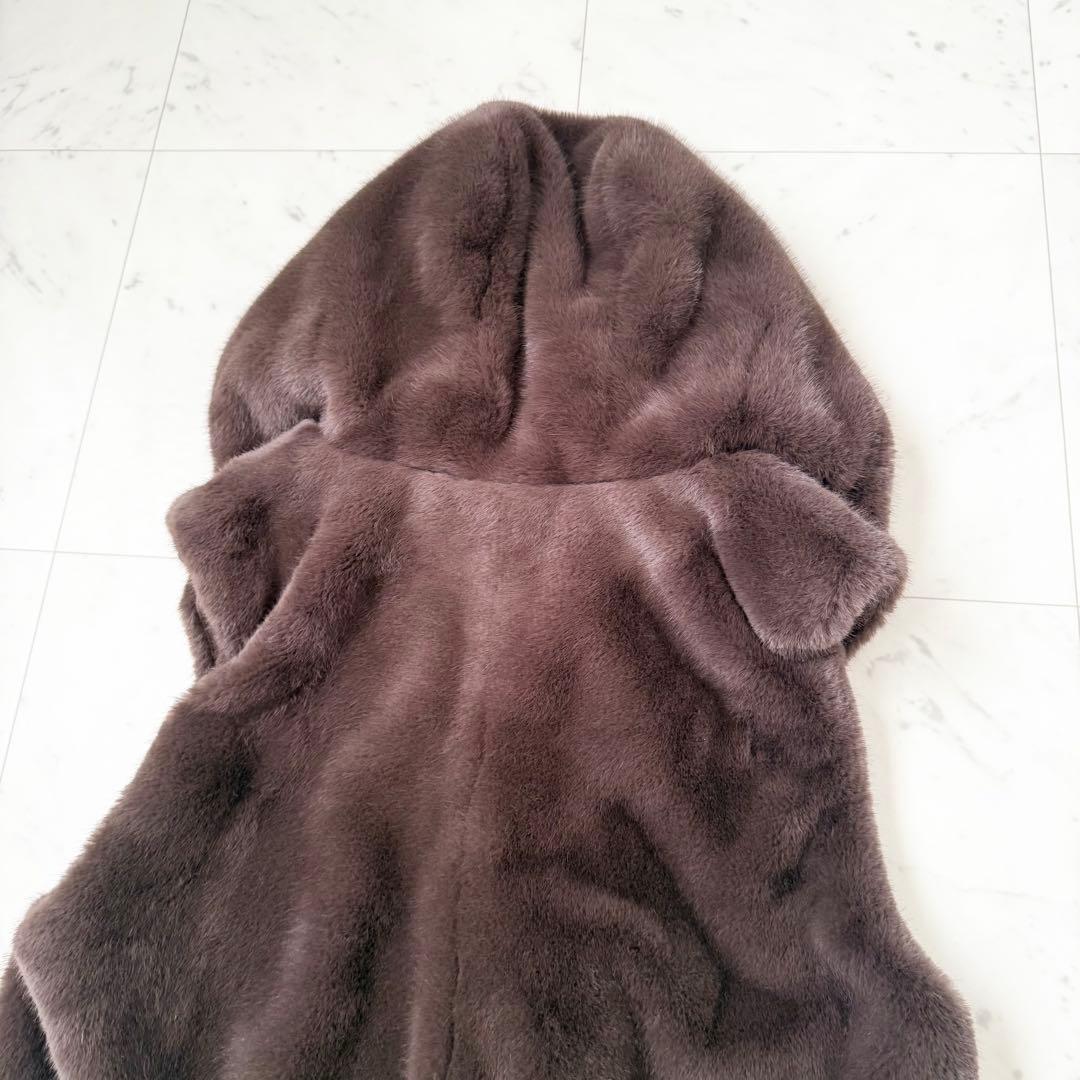 人気色❤️arpege story ファージップベスト　ブラウン　フード　M