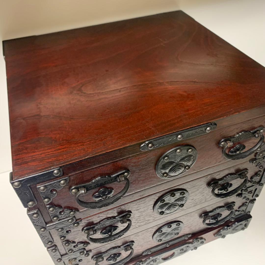 岩谷堂箪笥 三段整理箱 桜木家具製 小引き出し 収納 漆 南部鉄器 伝統工芸品