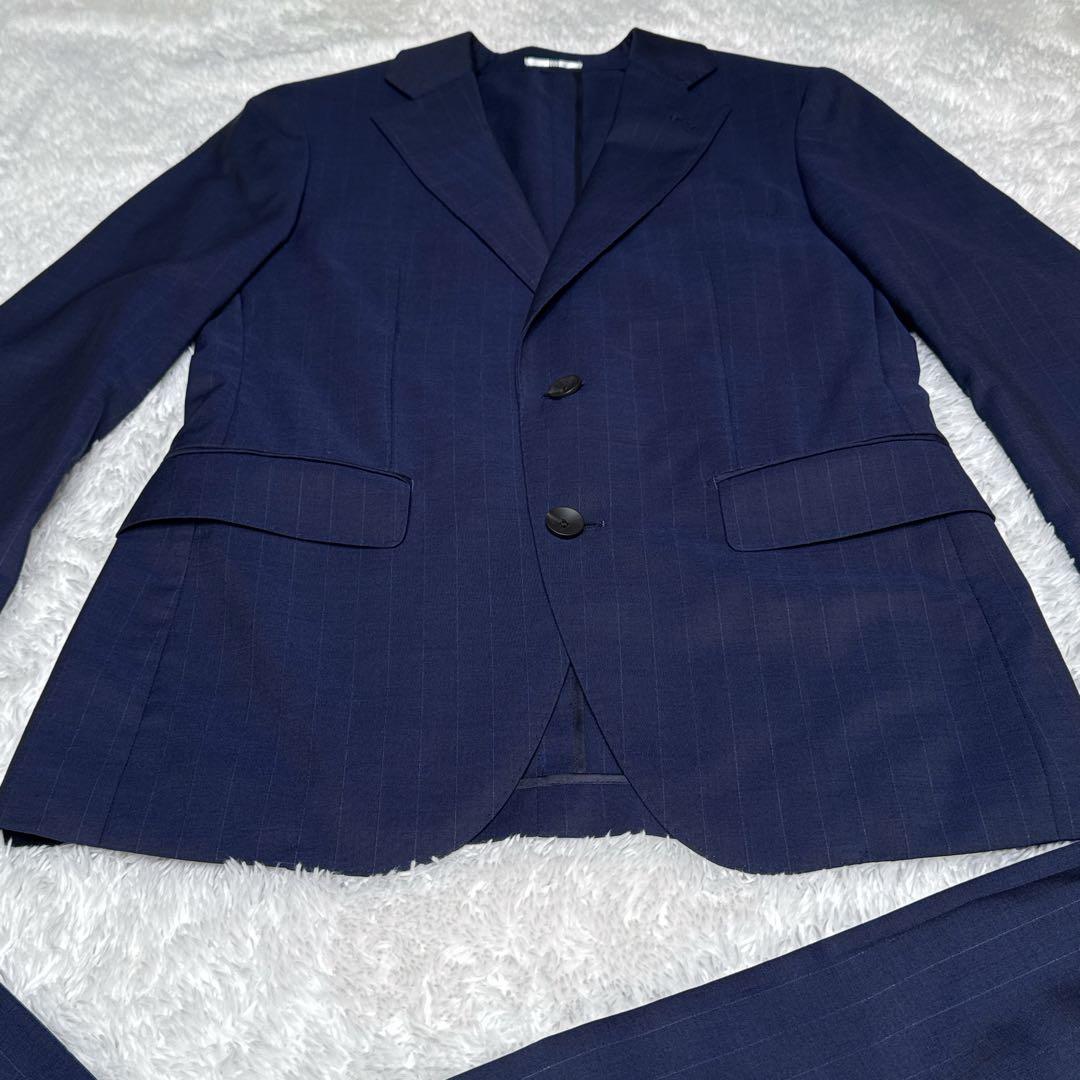 SUIT SELECT スーツセレクト ネイビー ストライプ シングル仕立て