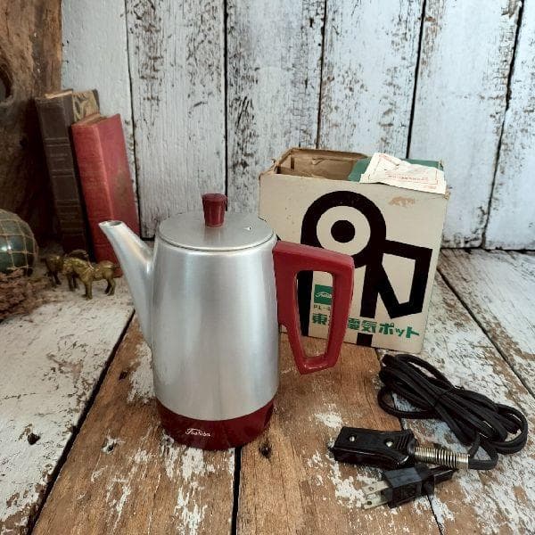 70s ジャパン ヴィンテージ 未使用? 東芝 電気ポット 通電確認済