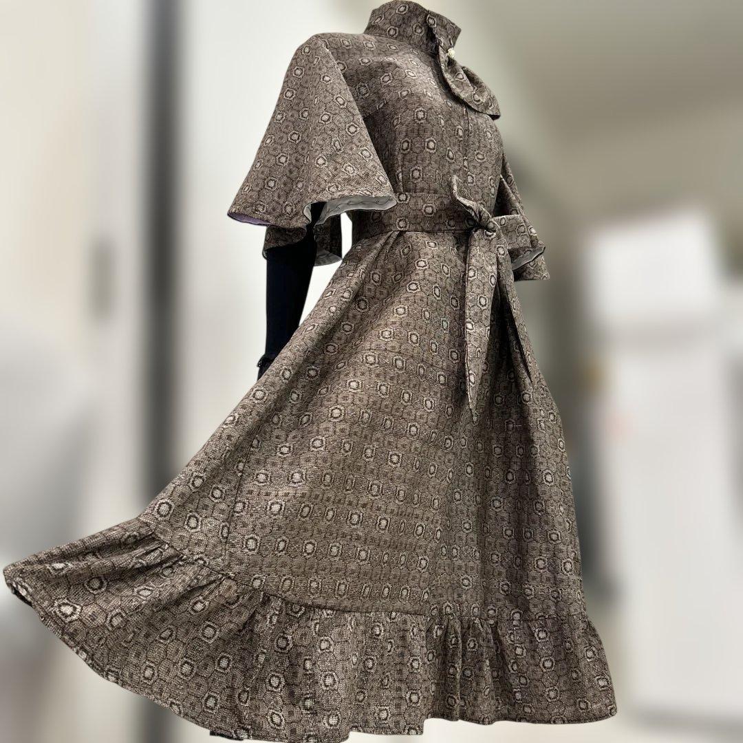 大島紬着物リメイクAラインワンピース