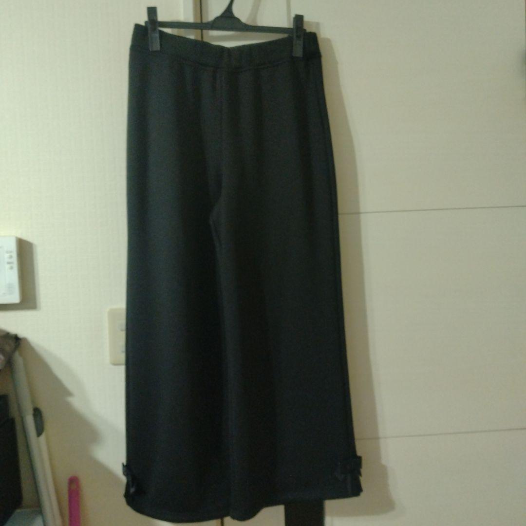 【新品】スーパービューティーリボン使い裏起毛素材パンツブラック44