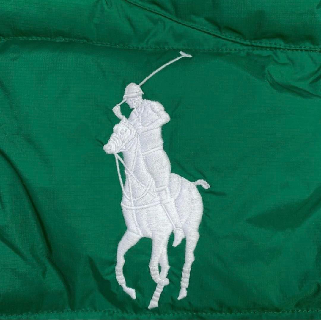 ポロラルフローレン ダウンベスト ビッグポニー 星条旗ワッペン 緑 S