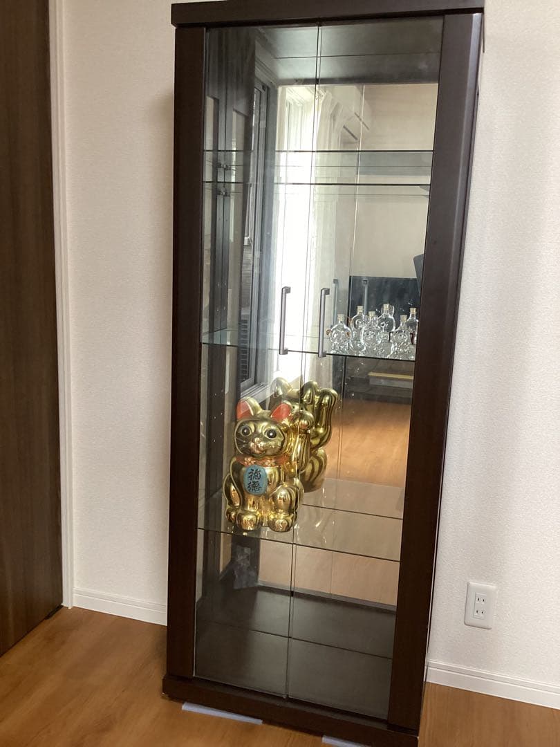 コレクション　ガラスケース　縦型　ハイタイプ　背面ミラー　5段(ガラス板4枚)