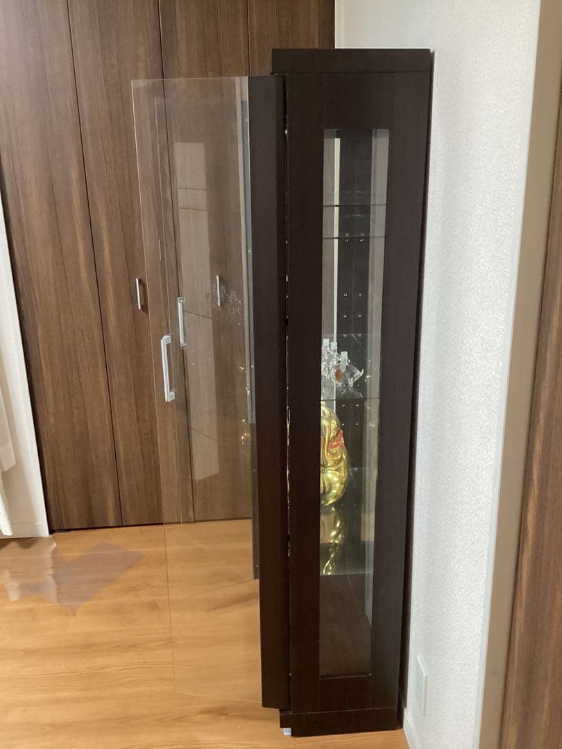 コレクション　ガラスケース　縦型　ハイタイプ　背面ミラー　5段(ガラス板4枚)