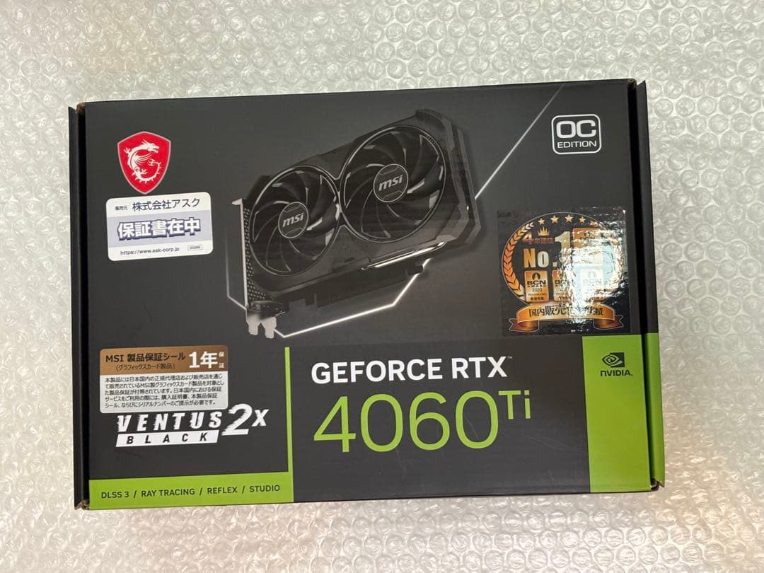 MSI GEFORCE RTX 4060 Ti VENTUS 2X OC 未使用