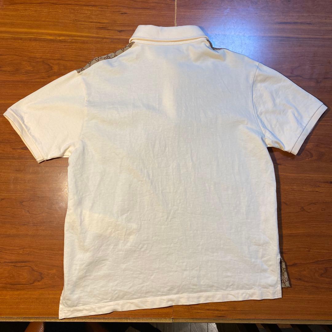 GUCCI GGパターン ポロシャツ ベージュ/アイボリー　シルク混