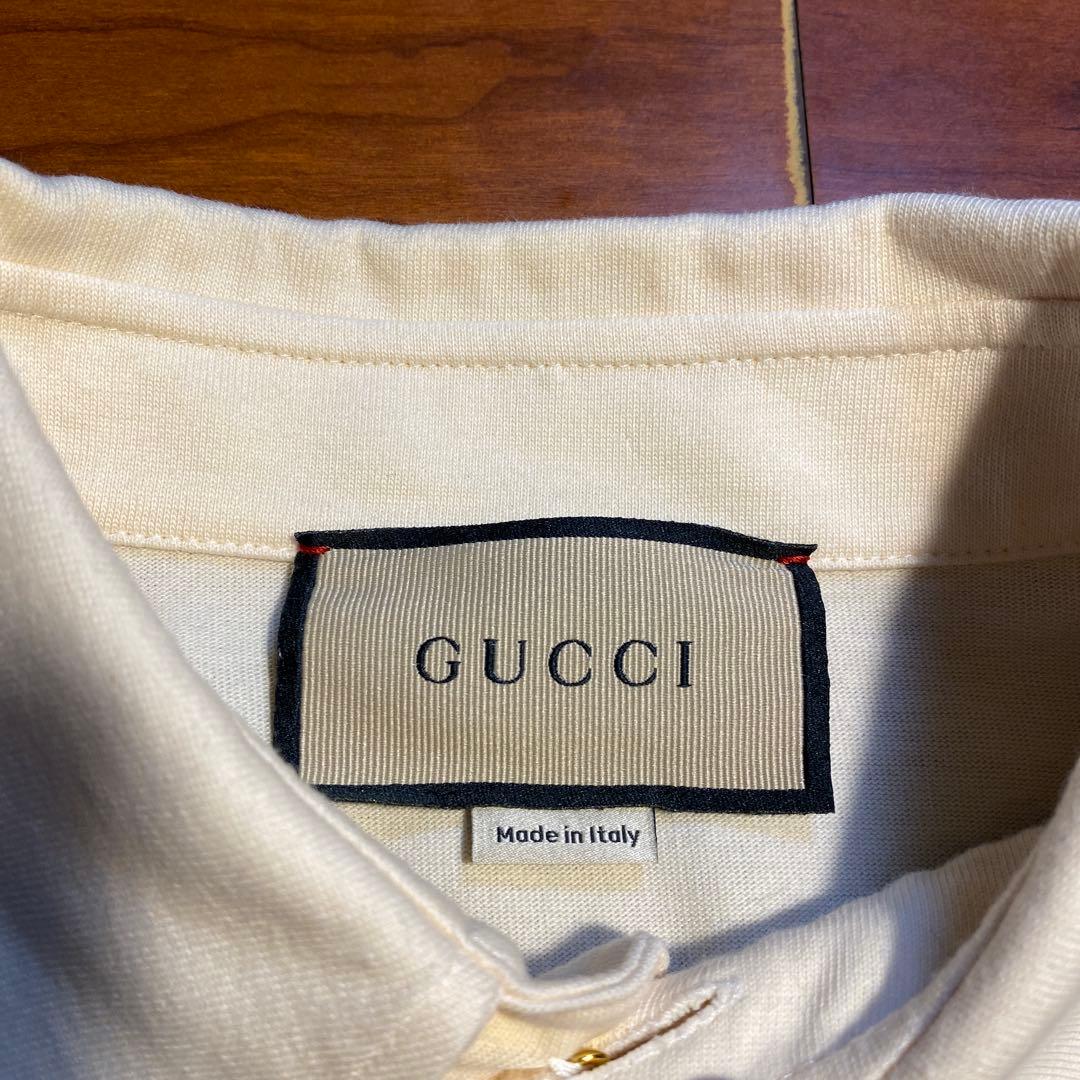 GUCCI GGパターン ポロシャツ ベージュ/アイボリー　シルク混