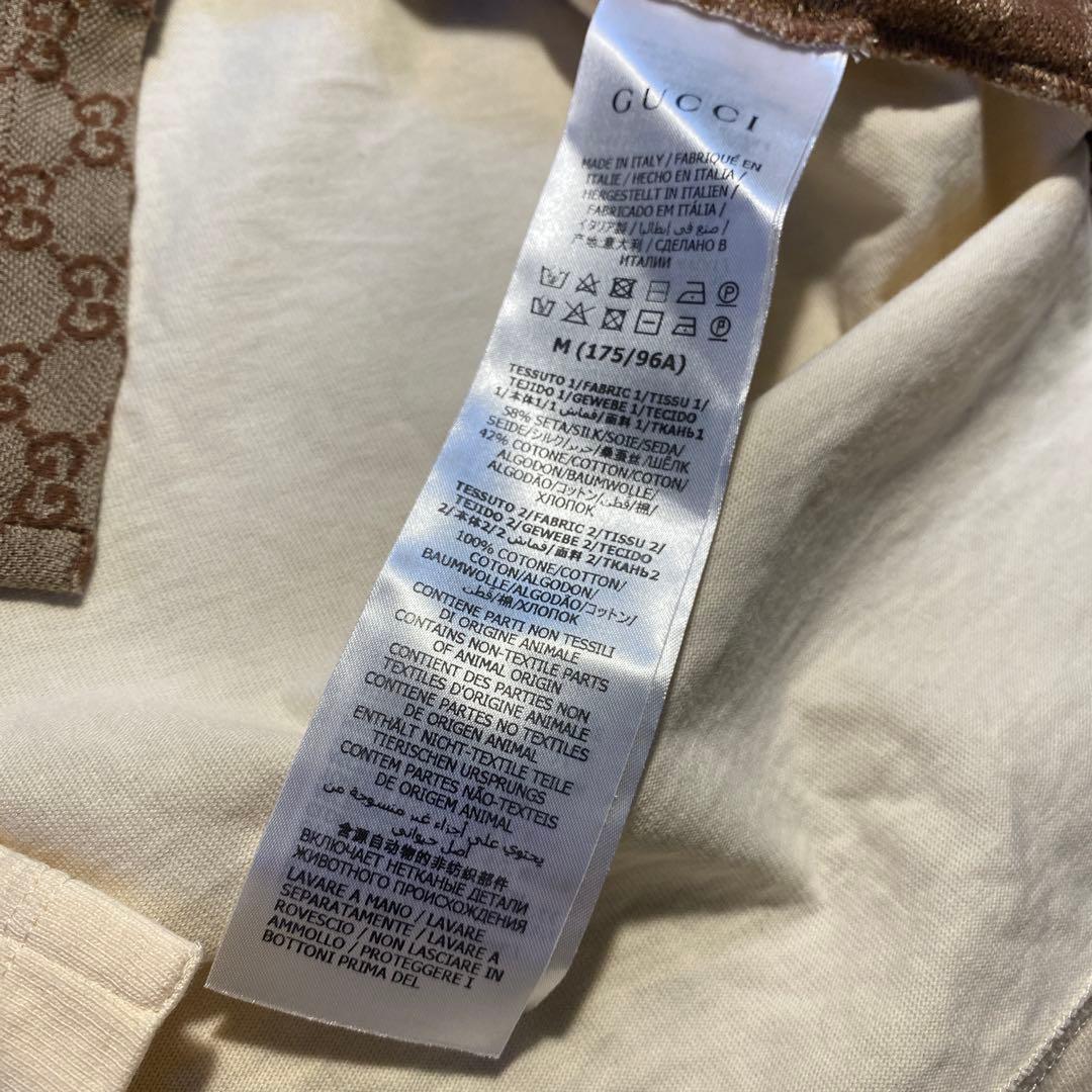 GUCCI GGパターン ポロシャツ ベージュ/アイボリー　シルク混