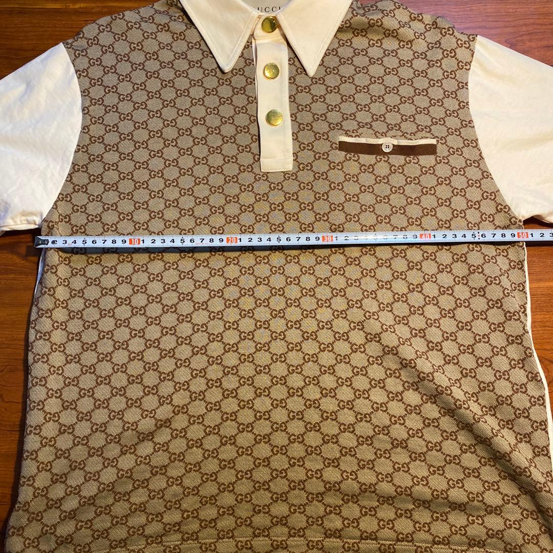 GUCCI GGパターン ポロシャツ ベージュ/アイボリー　シルク混