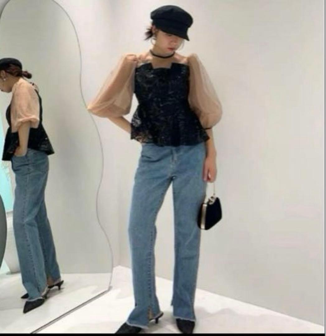 豆侍(土日も発送します)Leja レジャ　シアーパフスリーブペプラムス