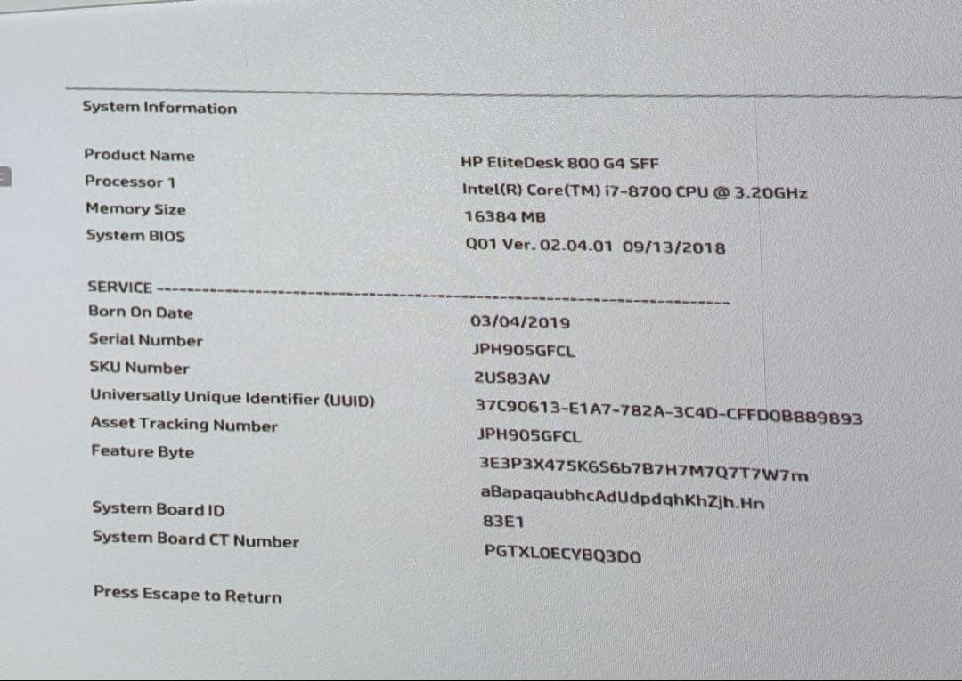 Windowsデスクトップ HP EliteDesk 800 G4 i7-8700/16GB/SSD256