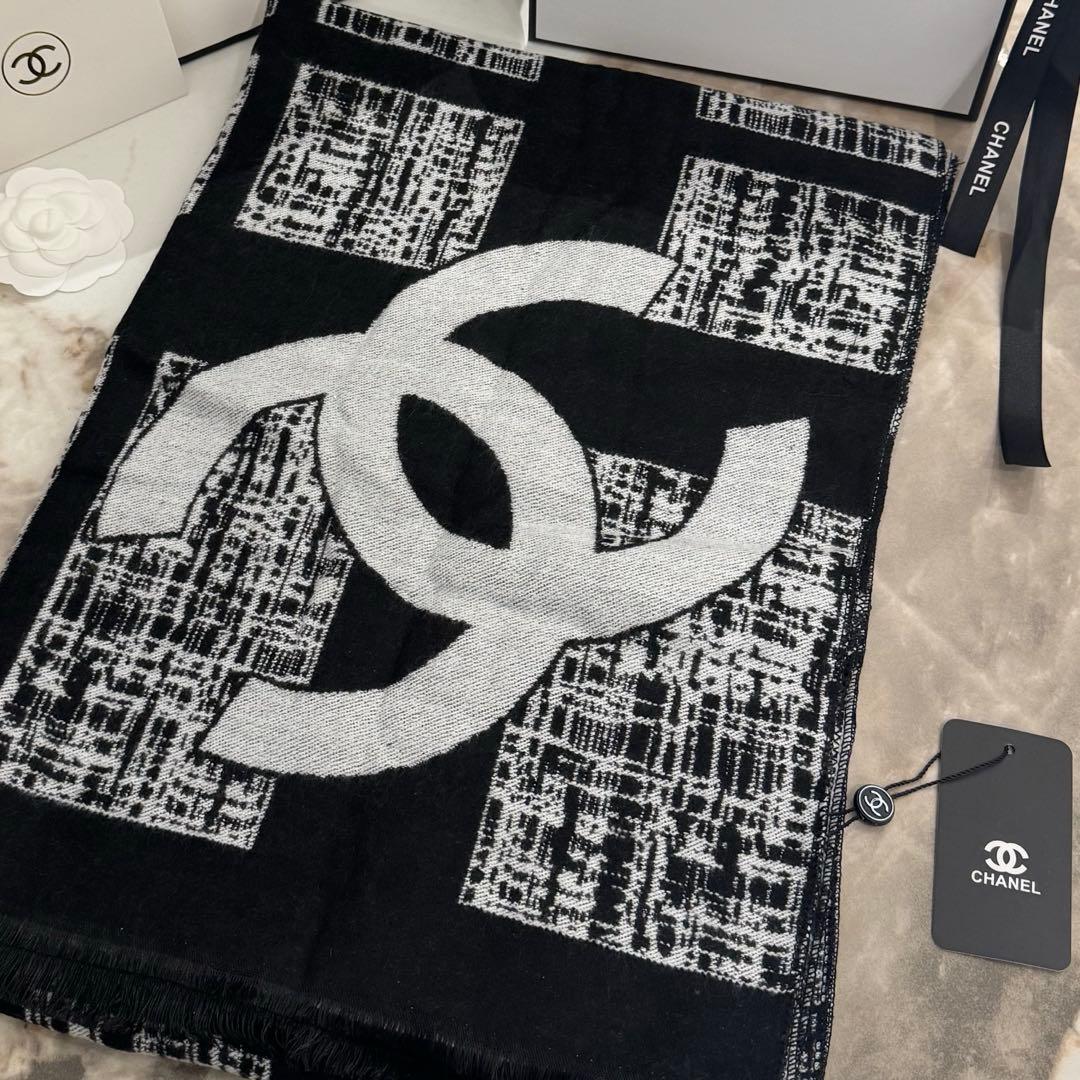 【箱なし】シャネル VIP ノベルティ リバーシブル スカーフ マフラー シルク