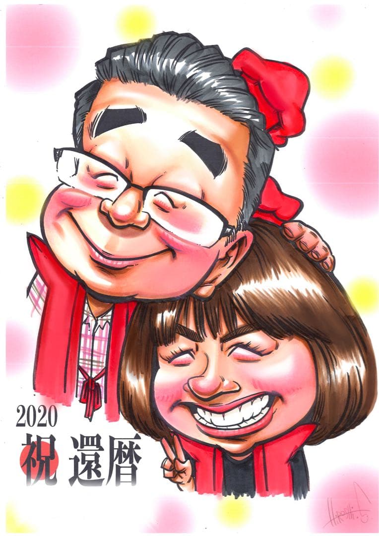 【プレゼントに人気】優しいタッチの手描き似顔絵★修正OK★誕生日