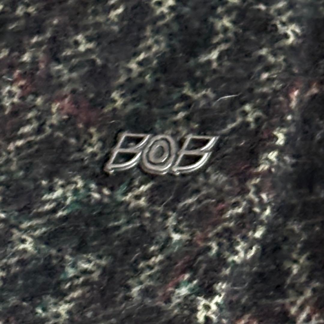 BOB テーラード　シングル　ウール　ブラウン系　チェック　ラペルピン　50