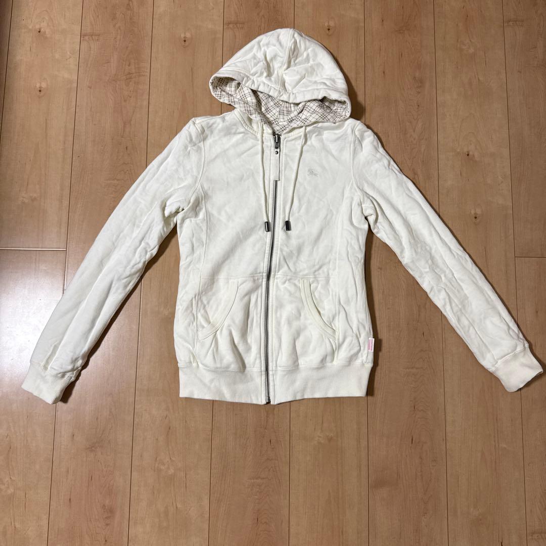 バーバリーブルーレーベル★長袖チェックリバーシブルパーカー38未着