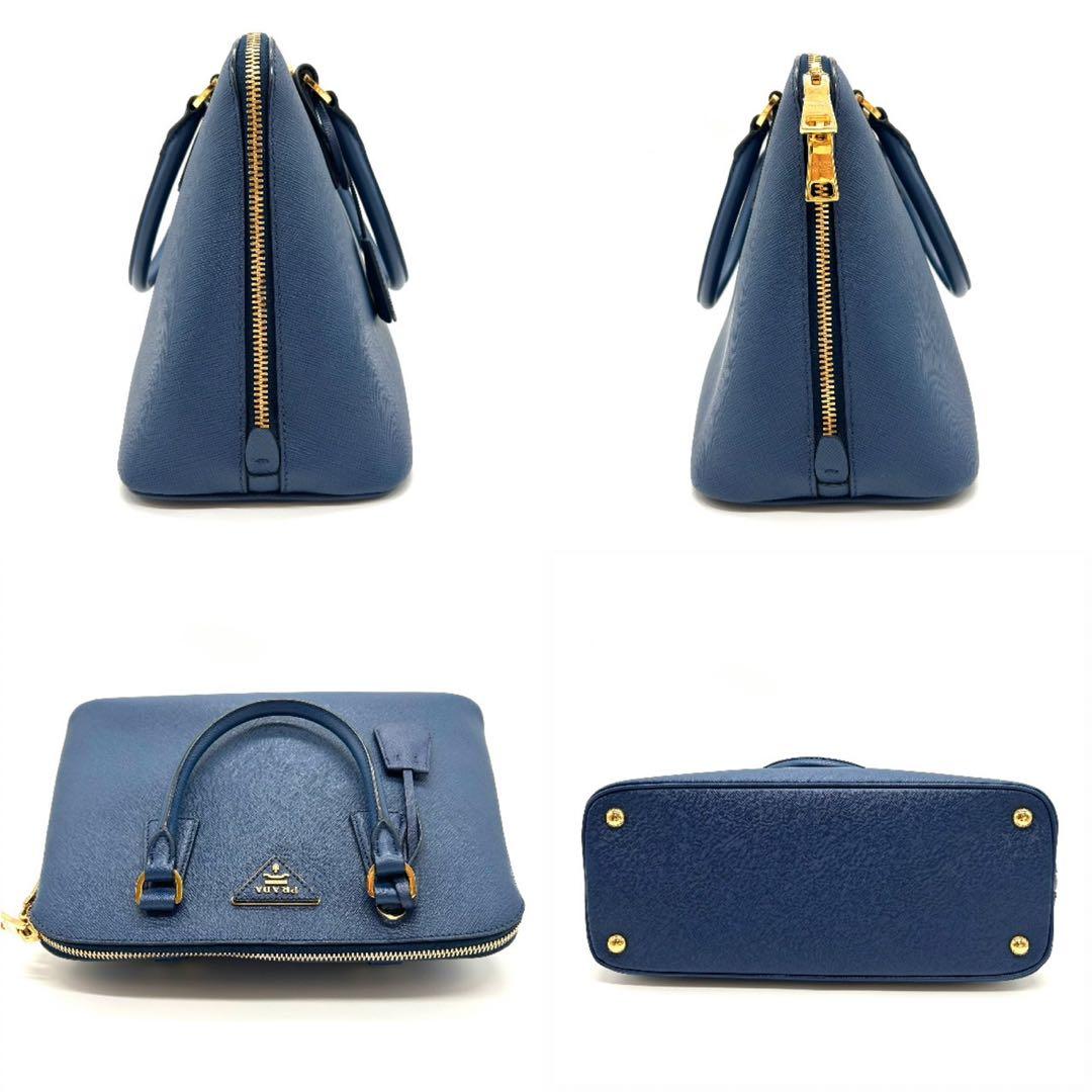 PRADA プラダ　サフィアーノ　ラクス　2WAY　ハンドバッグ　レザー　ブルー