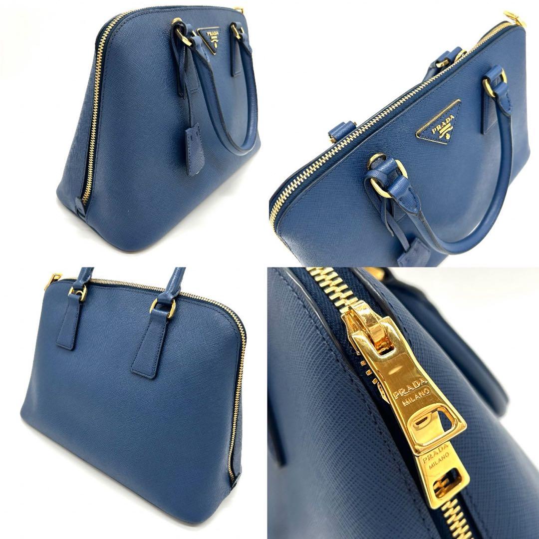 PRADA プラダ　サフィアーノ　ラクス　2WAY　ハンドバッグ　レザー　ブルー