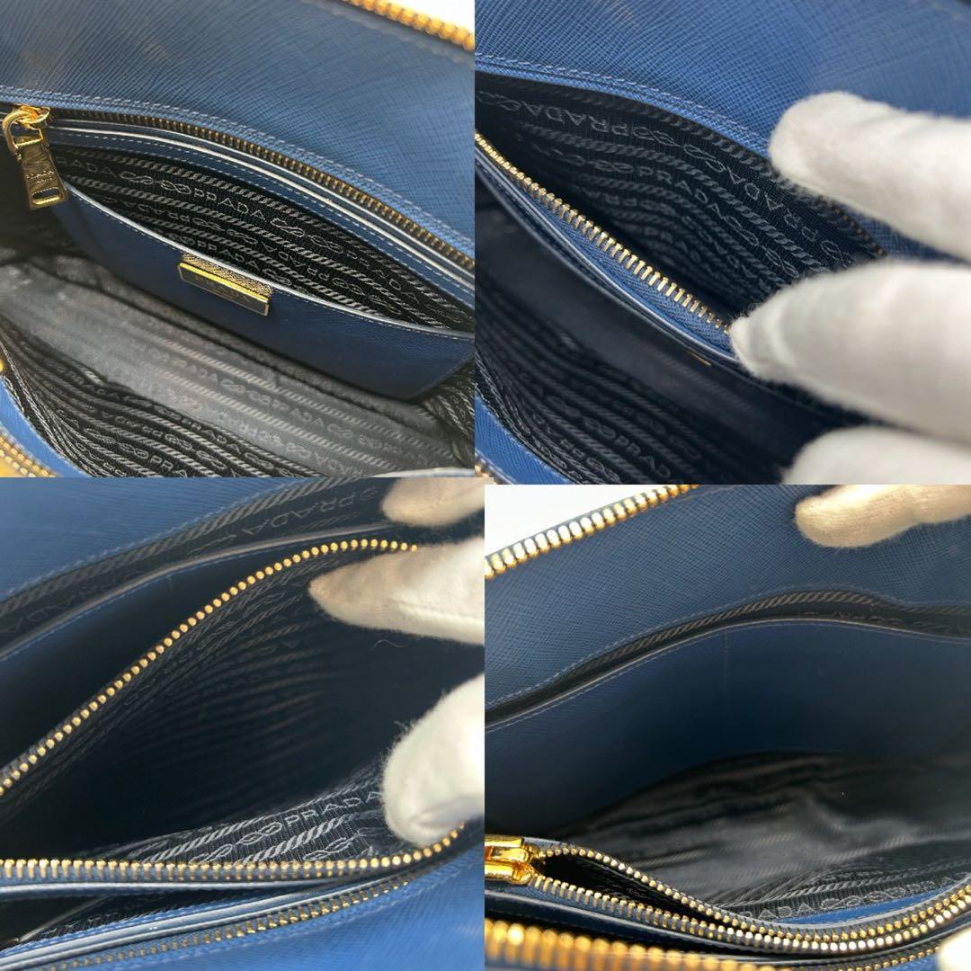 PRADA プラダ　サフィアーノ　ラクス　2WAY　ハンドバッグ　レザー　ブルー