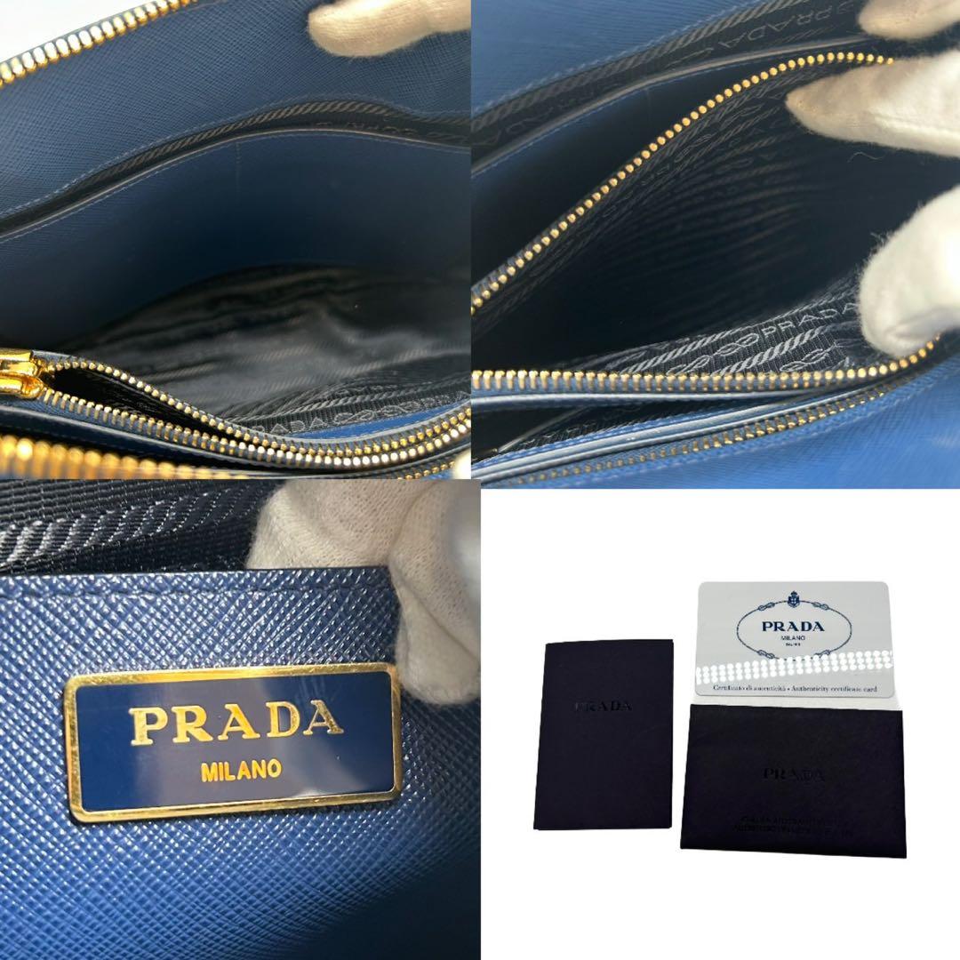 PRADA プラダ　サフィアーノ　ラクス　2WAY　ハンドバッグ　レザー　ブルー