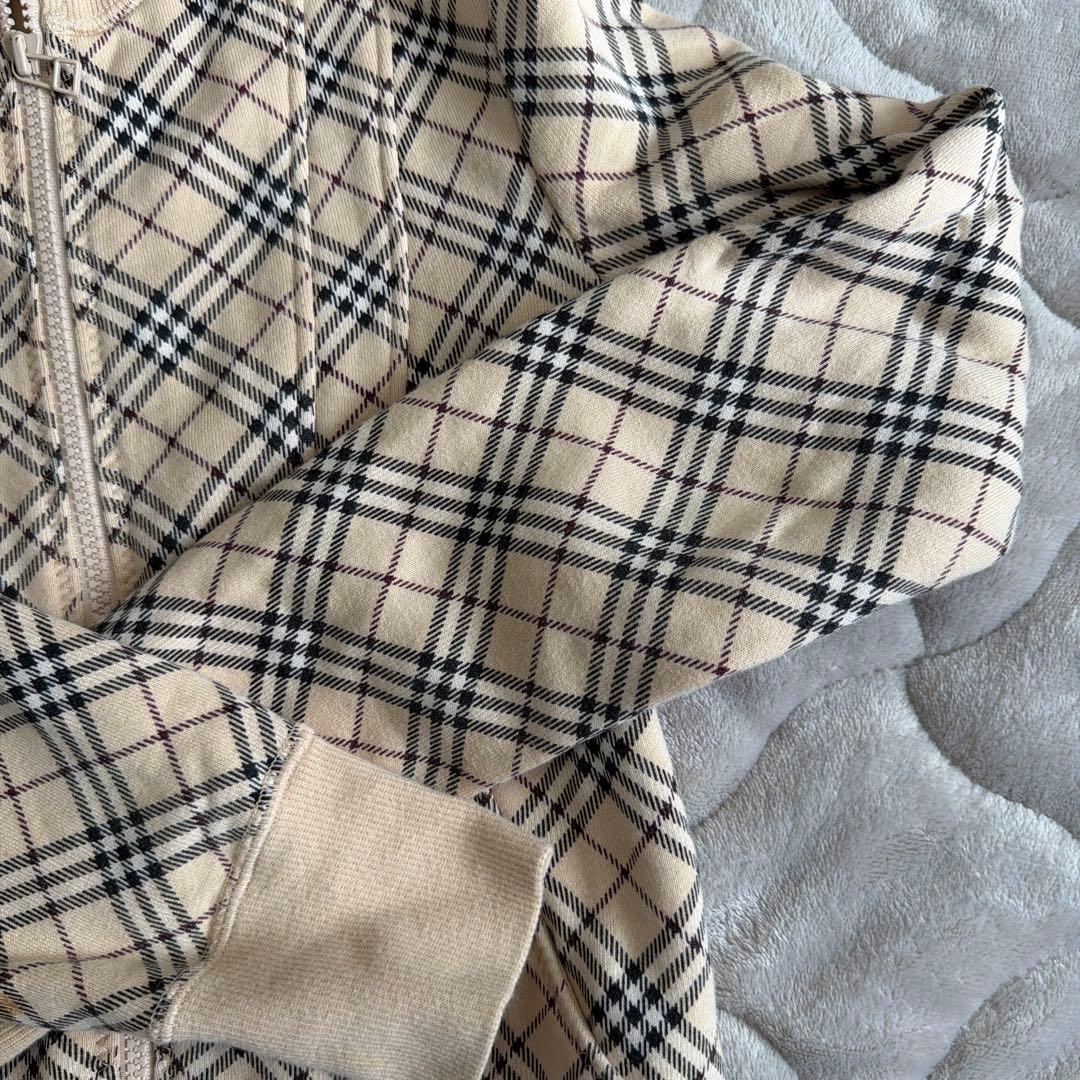 バーバリーブルーレーベル ベージュ チェック柄 ジップアップ ブルゾン 38