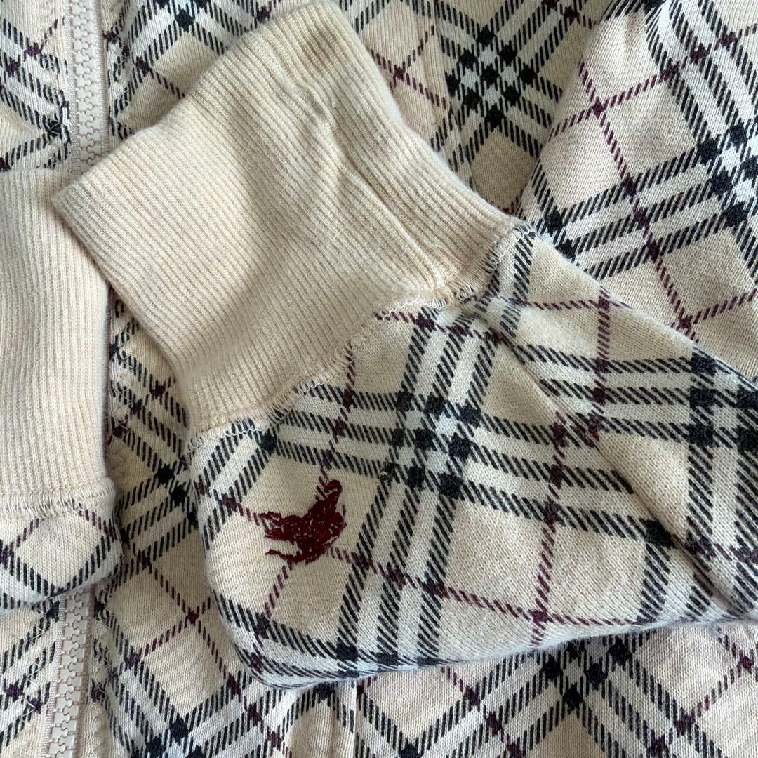バーバリーブルーレーベル ベージュ チェック柄 ジップアップ ブルゾン 38