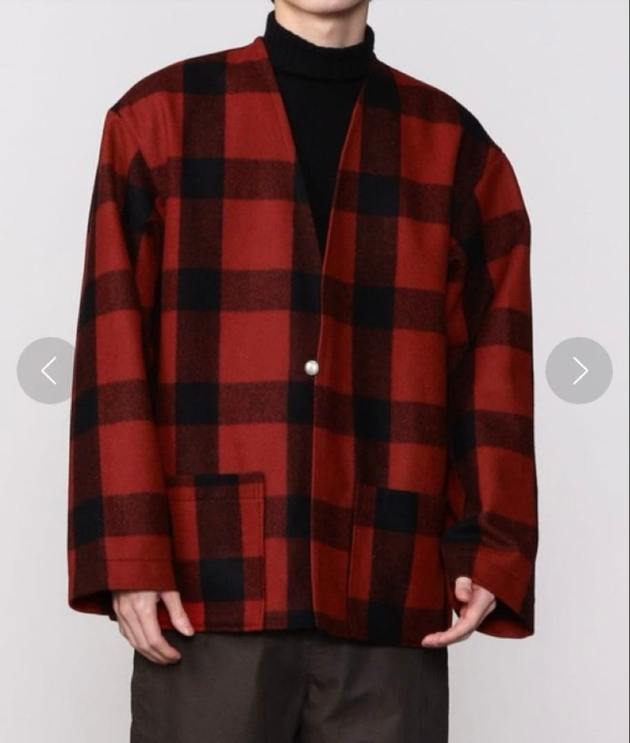 オアスロウ　orslow ウールノーカラージャケット　バッファローチェック