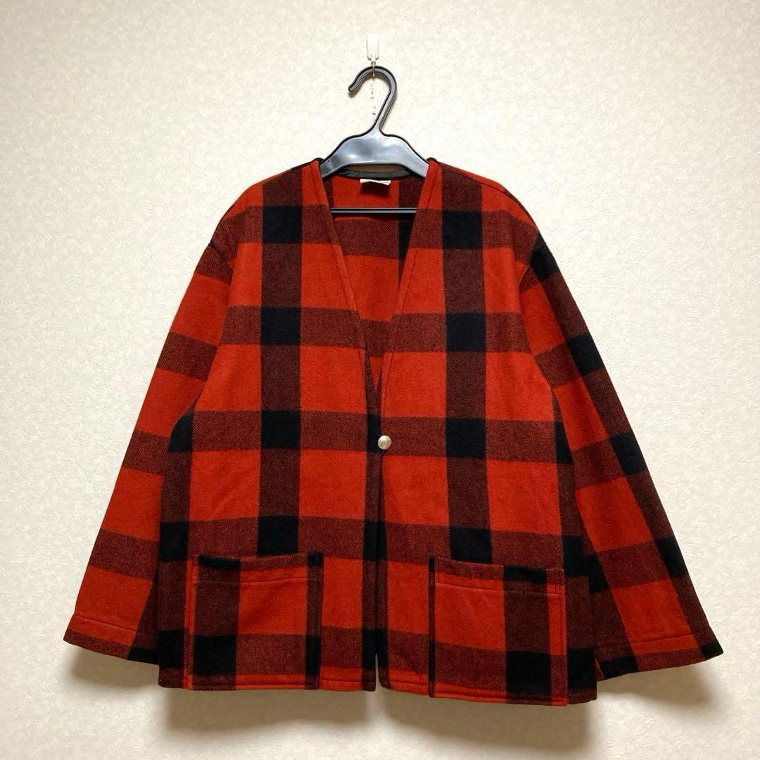 オアスロウ　orslow ウールノーカラージャケット　バッファローチェック