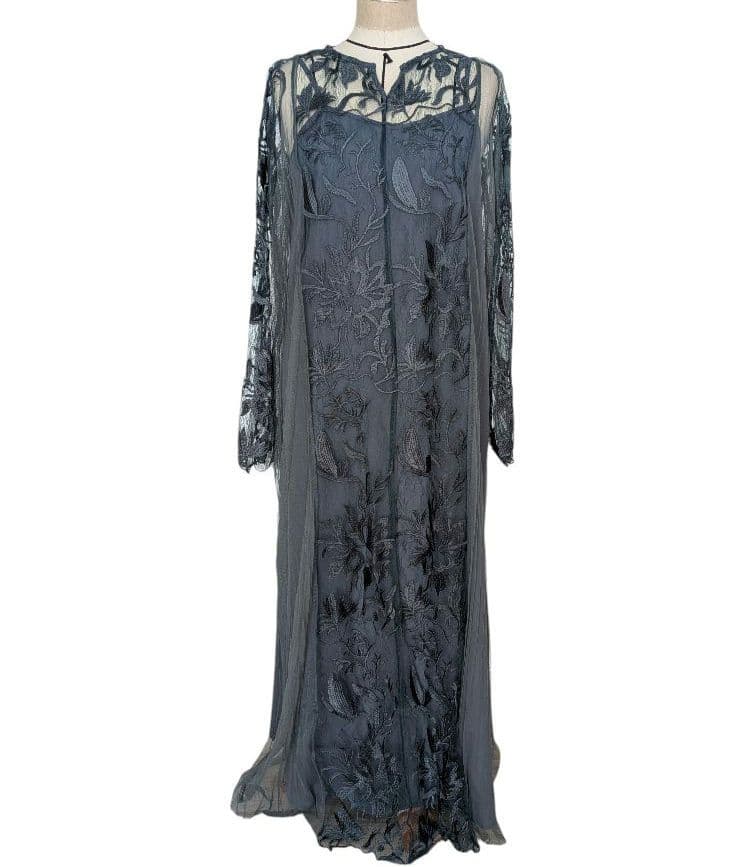 美品✨️niana　エスニックサイドプリーツドレス 　Lサイズ　グリーン