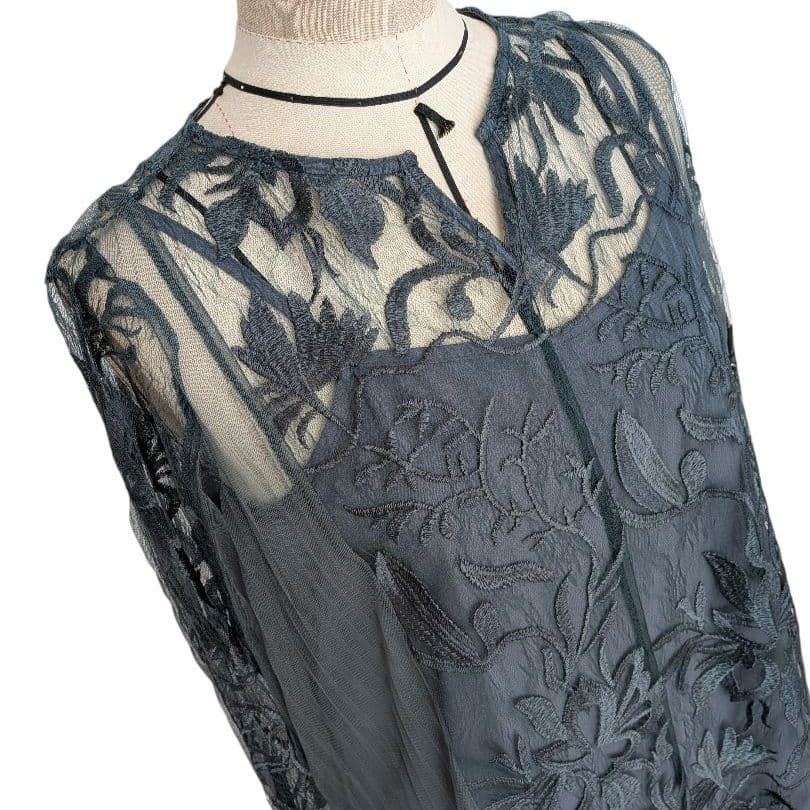 美品✨️niana　エスニックサイドプリーツドレス 　Lサイズ　グリーン