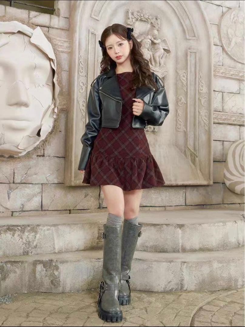 ♡ダーリッチ darich ドロップショートライダースジャケット ブラック ♡