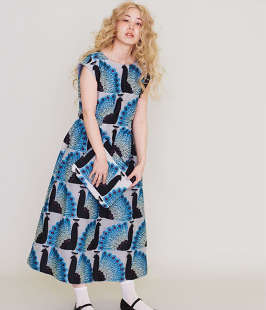 プープレ　ジャガード　ワンピース　孔雀柄　くじゃく　ピーコック　peu pres