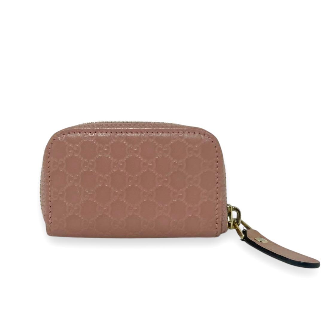 グッチ　ケース　マイクロGG シマ ピンク　ラウンドファスナー