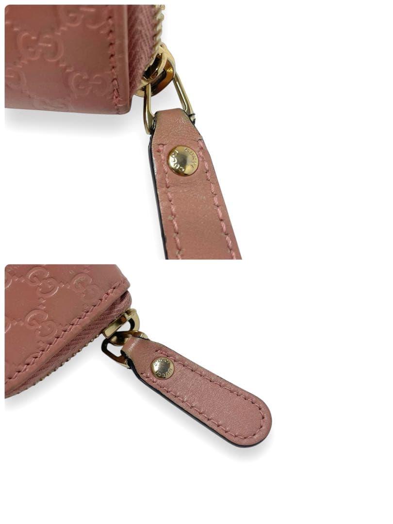 グッチ　ケース　マイクロGG シマ ピンク　ラウンドファスナー